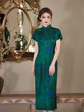 Modern Chinese Qipao, Evening Dress, teal color, ball gowns