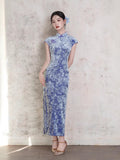 Modern Chinese Qipao, Chinese Cheongsam Dress, Evening Dresses, Ball Gowns, purple velvet qipao