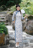 Modern Chinese Qipao, Evening Dresses, autumn qipao, floral qipao, 3/4 sleeve