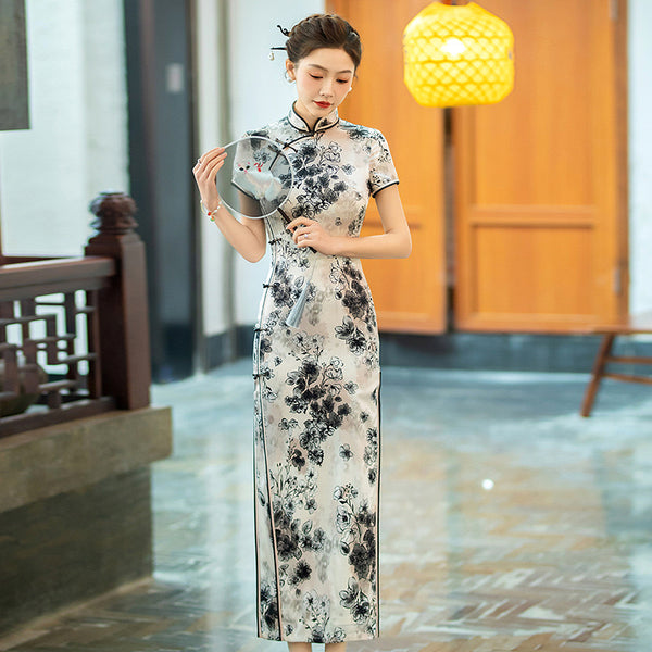 Modern Chinese Qipao dress, Mulberry Silk cheongsam, floral qipao QipaoMood Modern Chinese Qipao dress, Mulberry Silk cheongsam, floral qipao QipaoMood