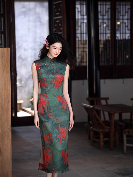 Modern Chinese qipao, Chinese Cheongsam, Ball Gowns, Long Evening Dress, mandarin collar