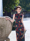 Modern Chinese Qipao dress,  sleeveless qipao, Evening Dress, floral pattern
