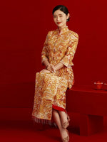Robe de mariée chinoise, robe traditionnelle chinoise, Qun Kwa brodé, robe de mariée, cérémonie du thé, col mandarin