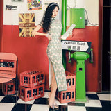 Modern Chinese Qipao dress, Evening Dress, ball gown, light green plaid qipao