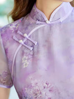 Traditional Chinese dress, Chinese Cheongsam, purple aodai qipao, Ball Gowns, Long Evening Dress, mandarin collar
