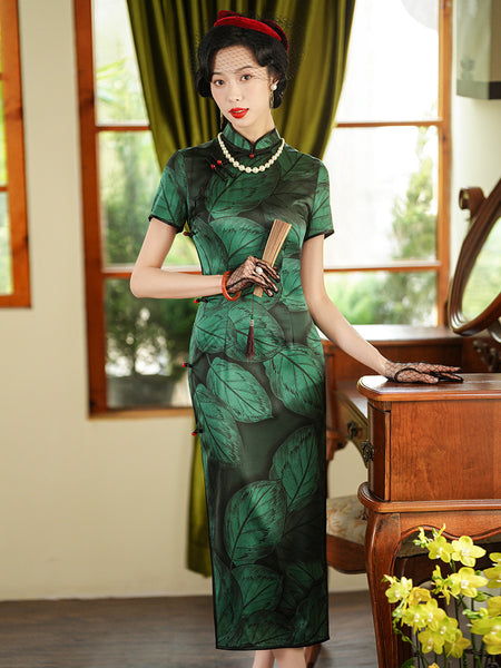 silk cheongsam dress Modern Chinese qipao, mulberry Silk Cheongsam, Silk qipao, spring dress, mandarin collar 3X