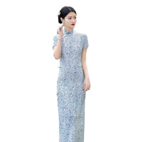 Traditionelles chinesisches Kleid, Cheongsam-Kleid, knielanges Qipao, atmungsaktives Sommer-Ramie-Qipao, Mandarinkragen