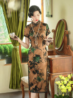 Qipao chinois moderne, cheongsam en soie de mûrier, robe de soirée, qipao de couleur marron