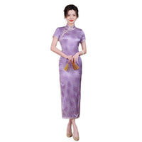 Kostenlose Änderung, traditionelles chinesisches Qipao-Kleid, Cheongsam aus Maulbeerseide, Abendkleid, Mandarinkragen