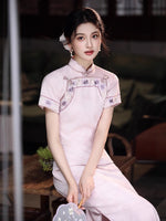 Modern Chinese Qipao, Chinese Qipao, light pink qipao, summer Dress, floral pattern