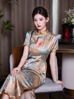 Modernes chinesisches Kleid, chinesisches Cheongsam, Ballkleider, langes Abendkleid, Mandarinkragen