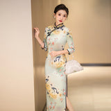Chinese Cheongsam, Evening Dress, Ball Gown, 3/4 sleeve dress, Mandarin collar