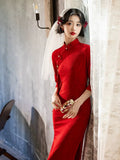 Modern Chinese Qipao, Chinese Cheongsam, tea ceremony lace qipao, Red qipao, wedding qipao