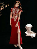 Custom make available, Chinese qipao, Red Cheongsam, Bridal dress, tea ceremony, mandarin collar