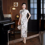 Modern Chinese Qipao, mulberry silk Cheongsam, Silk qipao, orchid pattern, mandarin collar