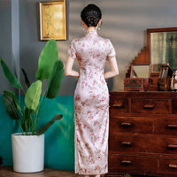 Modern qipao, Chinese Qipao dress, Mulberry Silk cheongsam,  Evening Dress, light pink clolor
