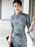 Elegant traditional Chinese dress, Chinese Cheongsam Dress, Evening Dresses, Ball Gowns, 3/4 sleeve, mandarin collar