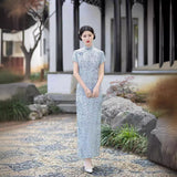 Traditionelles chinesisches Kleid, Cheongsam-Kleid, knielanges Qipao, atmungsaktives Sommer-Ramie-Qipao, Mandarinkragen