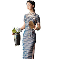 Kostenlose Änderung, traditionelles chinesisches Qipao-Kleid, Abendkleid, atmungsaktives Sommer-Qipao, Stehkragen