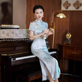 Kostenlose Änderung, traditionelles chinesisches Qipao-Kleid, Cheongsam aus Maulbeerseide, knielanges Kleid 的副本 的副本