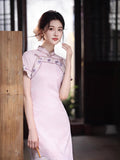 Modern Chinese Qipao, Chinese Qipao, light pink qipao, summer Dress, floral pattern