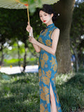 Modern Chinese Qipao, Cheongsam Dress, blue color dress