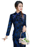 Modern Chinese Qipao dress, Evening Dress, 3/4 sleeve, autumn qipao,  mandarin collar