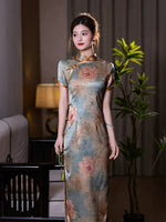 Modernes chinesisches Kleid, chinesisches Cheongsam, Ballkleider, langes Abendkleid, Mandarinkragen