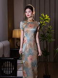 Modernes chinesisches Kleid, chinesisches Cheongsam, Ballkleider, langes Abendkleid, Mandarinkragen