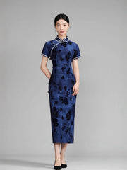 Modern Chinese qipao, Chinese Cheongsam, Long Evening Dresses, navy blue color
  

  
















      1 review