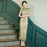 Qipao moderne, robe chinoise Qipao, cheongsam en soie de mûrier, robe de soirée, clolor vert clair