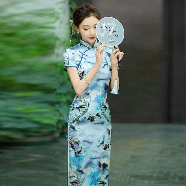Free alteration, Traditional Chinese Qipao dress, Mulberry Silk cheongsam,  Evening Dress