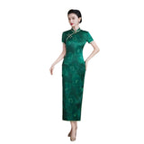 Modern Chinese Qipao, mulberry silk Cheongsam, green color Silk qipao, mandarin collar, floral print