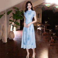Modern Aodai, aodai qipao, flower pattern, 2 colors