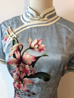 Modern Chinese qipao, Chinese Cheongsam Dress, light blue jacquard qipao, Ball Gowns, mandarin collar