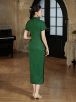 modeen Chinese dress, green color Qipao, mandarin collar