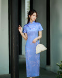 Traditionelles chinesisches Kleid, Cheongsam aus Maulbeerseide, Qipao aus Seide, Frühlingskleid, Mandarinkragen