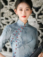 Elegant traditional Chinese dress, Chinese Cheongsam Dress, Evening Dresses, Ball Gowns, 3/4 sleeve, mandarin collar