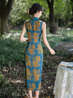 Modern Chinese Qipao, Cheongsam Dress, blue color dress