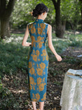 Modern Chinese Qipao, Cheongsam Dress, blue color dress