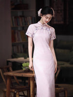 Modern Chinese Qipao, Chinese Qipao, light pink qipao, summer Dress, floral pattern