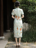 Modern Chinese Qipao, Chinese Cheongsam Dress, Ball Gowns, 3/4 sleeve, mandarin collar