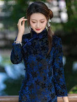 Free alteration, modern Chinese Qipao dress, Evening Dress, 3/4 sleeve, autumn qipao,  mandarin collar