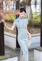 Traditionelles chinesisches Kleid, Cheongsam-Kleid, knielanges Qipao, atmungsaktives Sommer-Ramie-Qipao, Mandarinkragen