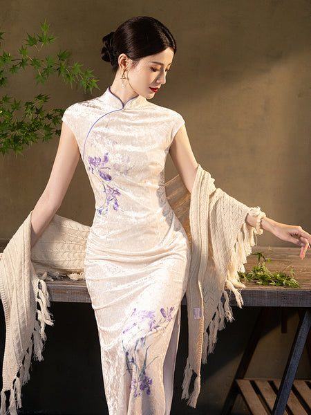 Chinese Cheongsam, velvet qipao, Evening Dress, Ball Gown