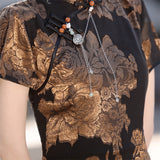 Modern Chinese Qipao,  floral qipao, short sleeve, mandarin collar