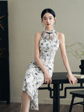 Traditional Chinese dress, Long Qipao, summer halterneck qipao, 3 color options