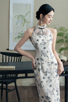 Traditional Chinese dress, Long Qipao, summer halterneck qipao, 3 color options