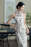 Traditional Chinese dress, Long Qipao, summer halterneck qipao, 3 color options