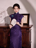 Modern Chinese Qipao, Mulberry Silk cheongsam,  Evening Dress, purple color